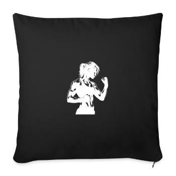 Strong woman in fighting pose with clenched fists - Sofa pillowcase 17,3'' x 17,3'' (45 x 45 cm) - black - Front
