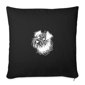 Croquis chien chien ludique portrait doodle lignes - Housse de coussin décorative 45 x 45 cm - noir - Devant