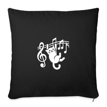 Little Naughty Music Cat Funny Notes Cats - Sofa pillowcase 17,3'' x 17,3'' (45 x 45 cm) - black - Front