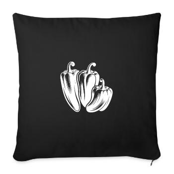 Trois Poivres Simple Végétal Design - Housse de coussin décorative 45 x 45 cm - noir - Devant