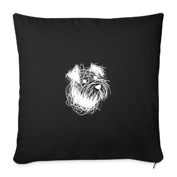 Chien minimaliste croquis Doodle Portrait de chien - Housse de coussin décorative 45 x 45 cm - noir - Devant