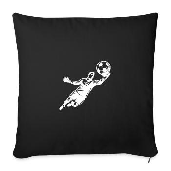Performance sportive de haut niveau : le gardien de but arrête un tir - Housse de coussin décorative 45 x 45 cm - noir - Devant