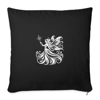 Fée mystique aux ailes détaillées - Housse de coussin décorative 45 x 45 cm - noir - Devant