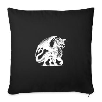 Style de tatouage de dragon amical avec des ailes - Housse de coussin décorative 45 x 45 cm - noir - Devant
