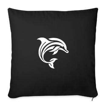 Diver Tribal Tattoo Style Dolphin in Jump - Sofa pillowcase 17,3'' x 17,3'' (45 x 45 cm) - black - Front