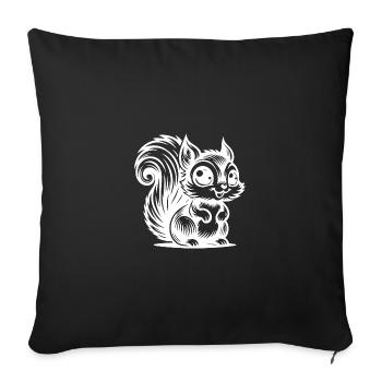 rire bébé écureuil enfants dessin - Housse de coussin décorative 45 x 45 cm - noir - Devant