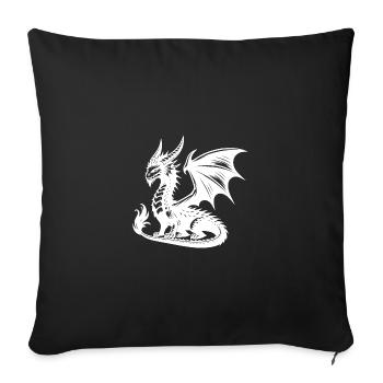 Dragon impressionnant avec des ailes et des cornes - Housse de coussin décorative 45 x 45 cm - noir - Devant