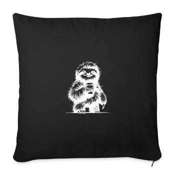 Cute Coffee Sloth Pencil Drawing - Sofa pillowcase 17,3'' x 17,3'' (45 x 45 cm) - black - Front