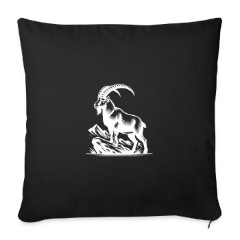 Capricorne avec d’énormes cornes - Housse de coussin décorative 45 x 45 cm - noir - Devant