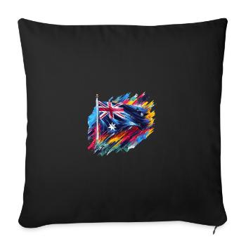 Drapeau australien en couleurs - Housse de coussin décorative 45 x 45 cm - noir - Devant
