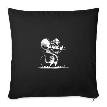 Proud children's mouse with huge ears - Sofa pillowcase 17,3'' x 17,3'' (45 x 45 cm) - black - Front