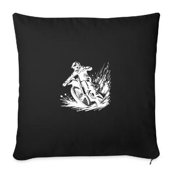 Pilote de motocross rapide dans la boue - Housse de coussin décorative 45 x 45 cm - noir - Devant