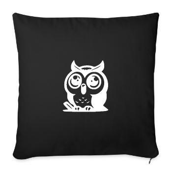 Petit hibou mignon avec de grands yeux - Housse de coussin décorative 45 x 45 cm - noir - Devant