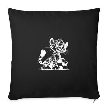 Dessin au crayon pour bébés enfants léopard - Housse de coussin décorative 45 x 45 cm - noir - Devant