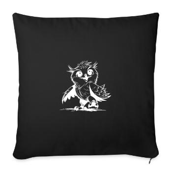 Dancing Baby Owl Pencil Sketch - Sofa pillowcase 17,3'' x 17,3'' (45 x 45 cm) - black - Front