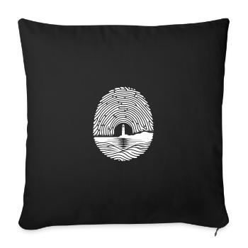 Lever de soleil au bord de la mer Phare Empreinte digitale - Housse de coussin décorative 45 x 45 cm - noir - Devant