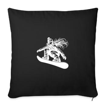 Female Snowboarder Cool Snowboard Design - Sofa pillowcase 17,3'' x 17,3'' (45 x 45 cm) - black - Front