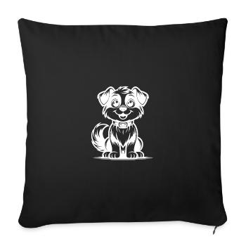 Ami à quatre pattes heureux avec un sourire mignon - Housse de coussin décorative 45 x 45 cm - noir - Devant