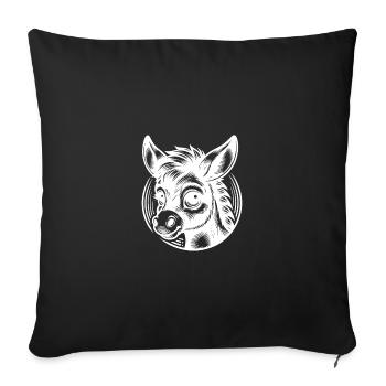 Petit âne comique mignon avec de grands yeux - Housse de coussin décorative 45 x 45 cm - noir - Devant