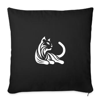 Portrait de chat Style de tatouage minimaliste - Housse de coussin décorative 45 x 45 cm - noir - Devant