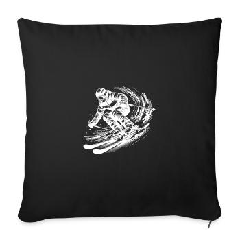 Skiing with impressive dynamics in the snow - Sofa pillowcase 17,3'' x 17,3'' (45 x 45 cm) - black - Front