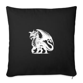 Clever Dragon with Huge Wings Tattoo Style - Sofa pillowcase 17,3'' x 17,3'' (45 x 45 cm) - black - Front