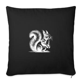Écureuil Crayon Enfants Dessin - Housse de coussin décorative 45 x 45 cm - noir - Devant