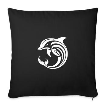 Elegant dolphin jump with stylized design - Sofa pillowcase 17,3'' x 17,3'' (45 x 45 cm) - black - Front