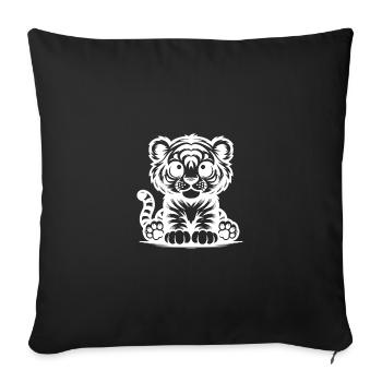 Mignon petit enfant tigre avec motif à rayures - Housse de coussin décorative 45 x 45 cm - noir - Devant