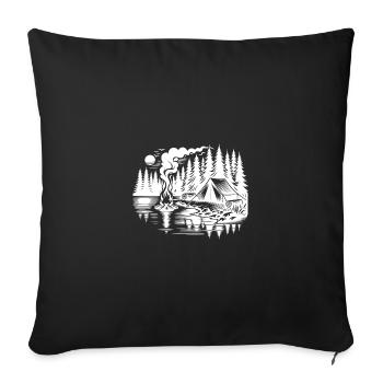 Forest Camping by the lake Nature experience - Sofa pillowcase 17,3'' x 17,3'' (45 x 45 cm) - black - Front