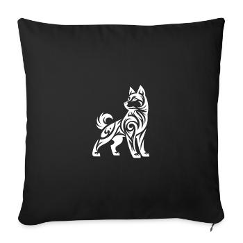 Ombré Tribal Line Art Husky Dog Design - Housse de coussin décorative 45 x 45 cm - noir - Devant