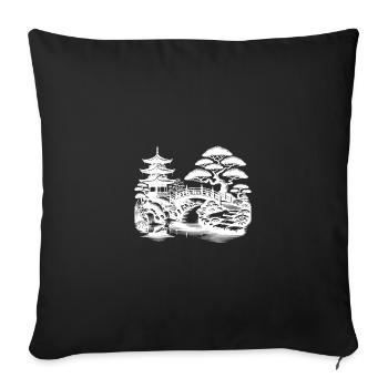 Équilibre spirituel Pont du temple japonais - Housse de coussin décorative 45 x 45 cm - noir - Devant