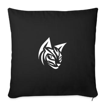 Cat head in graphic tribal tattoo design - Sofa pillowcase 17,3'' x 17,3'' (45 x 45 cm) - black - Front