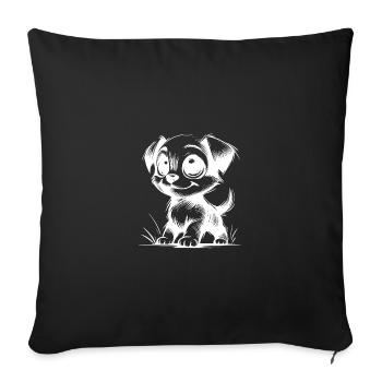 Small Dog Stroke Drawing with Big Eyes - Sofa pillowcase 17,3'' x 17,3'' (45 x 45 cm) - black - Front