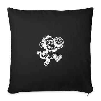 Cute little kids monkey with basketball - Sofa pillowcase 17,3'' x 17,3'' (45 x 45 cm) - black - Front