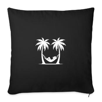 Vacances sous les palmiers en bord de mer dans un hamac - Housse de coussin décorative 45 x 45 cm - noir - Devant