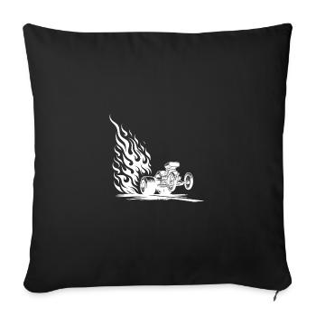 Voiture de dragster rapide avec moteur enflammé - Housse de coussin décorative 45 x 45 cm - noir - Devant