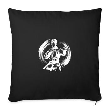 Asiatische Kampfkunst Selbstverteidigung Karate - Sofakissenbezug 45 x 45 cm - Schwarz - Vorne