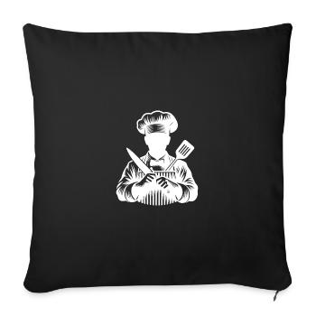 Hobby Chef and Chef Silhouette Portrait - Sofa pillowcase 17,3'' x 17,3'' (45 x 45 cm) - black - Front