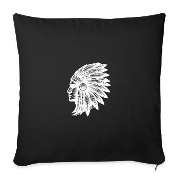 Un guerrier expérimenté porte fièrement une coiffe de plumes - Housse de coussin décorative 45 x 45 cm - noir - Devant