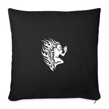Running football player in flames and fire - Sofa pillowcase 17,3'' x 17,3'' (45 x 45 cm) - black - Front