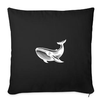 Créature marine Vintage Baleine Pas de plastique dans l’espace de vie - Housse de coussin décorative 45 x 45 cm - noir - Devant
