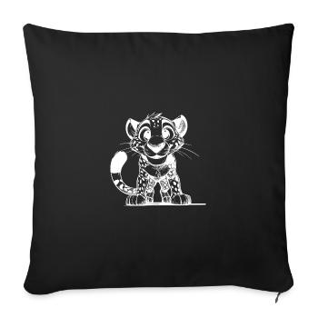 Little leopard with big eyes and cuddly eyes - Sofa pillowcase 17,3'' x 17,3'' (45 x 45 cm) - black - Front