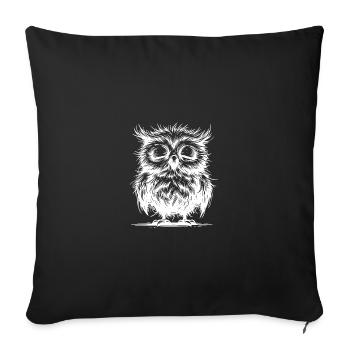 Morning Grouch Owl - Am I awake? –No idea - Sofa pillowcase 17,3'' x 17,3'' (45 x 45 cm) - black - Front