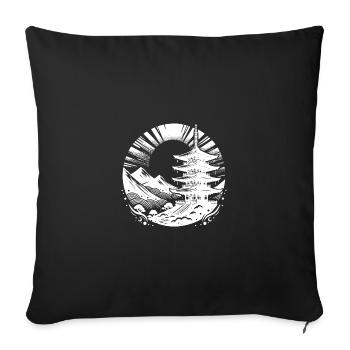 Japanische Tradition mit Bergen im Hintergrund - Sofakissenbezug 45 x 45 cm - Schwarz - Vorne