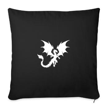 Grand dragon volant avec d’énormes ailes - Housse de coussin décorative 45 x 45 cm - noir - Devant