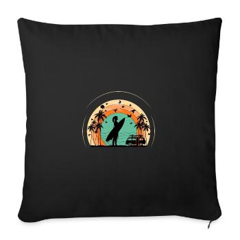 Surf retro sunset - Sofa pillowcase 17,3'' x 17,3'' (45 x 45 cm) - black - Front