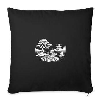 Geometric landscape with traditional temple - Sofa pillowcase 17,3'' x 17,3'' (45 x 45 cm) - black - Front