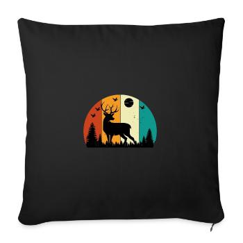 Retro Sunset cerf Drôle d’humour de chasse - Housse de coussin décorative 45 x 45 cm - noir - Devant