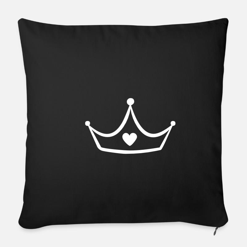 Couronne avec coeur - Housse de coussin décorative 45 x 45 cm - noir